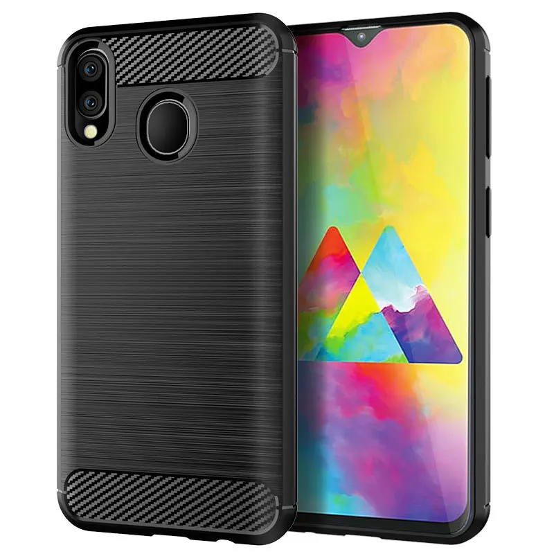 Чехол для Samsung Galaxy M10 M20 M30 M30S силиконовый мягкий ТПУ матовый чехол из углеродного