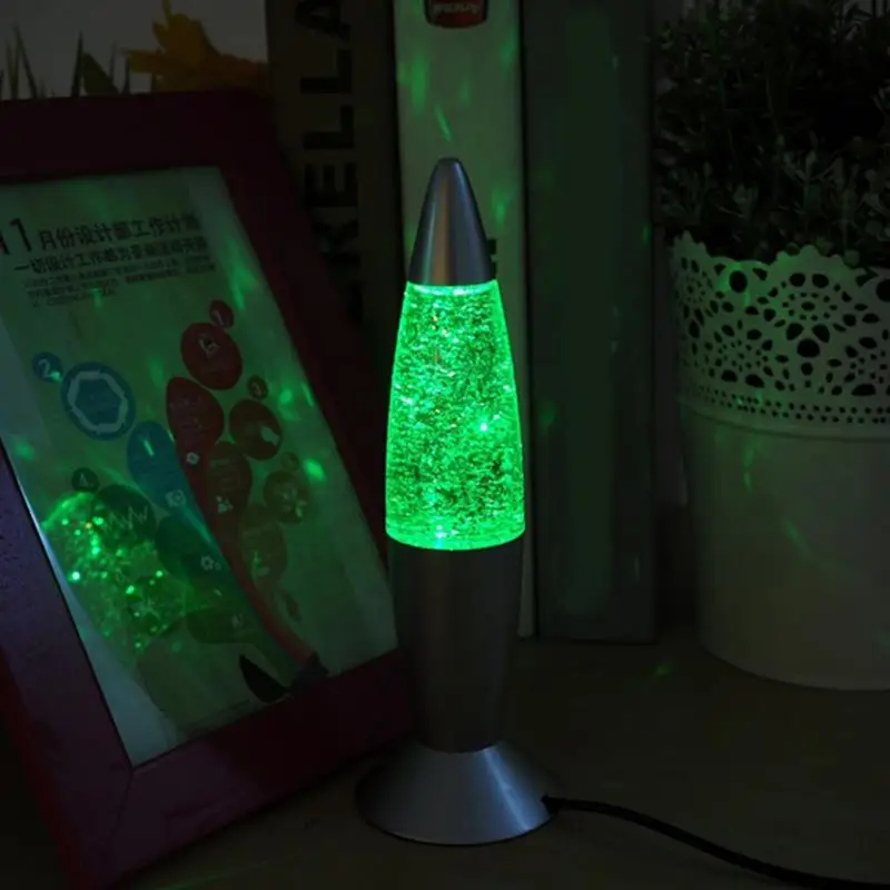 

USB RGB Color Changing Glitter Rocket Creative Night Light Lava Lamp for Indoor Christmas lamparas