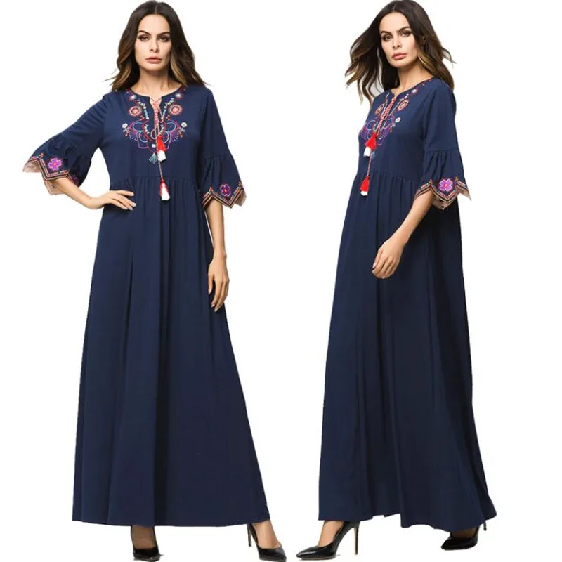 Летнее платье Абайи Турция мусульманский хиджаб Caftan Marocain Дубаи Оман Рамадана Elbise