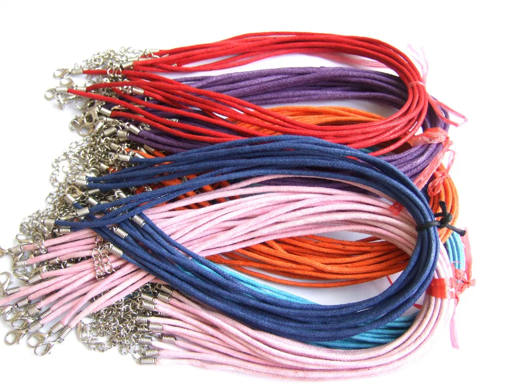 50Pcs 2mm Waxed Cotton Necklace Cords Chains For Hanging Pendants Jewelry Making Findings 18