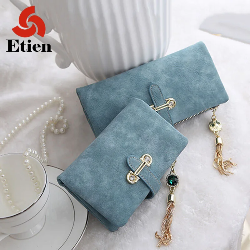  Hot Sale Women's purse 7 Colors Soft Matte Suede zipper tassel pendant women's wallet women purses coin purse credit Card Holder 