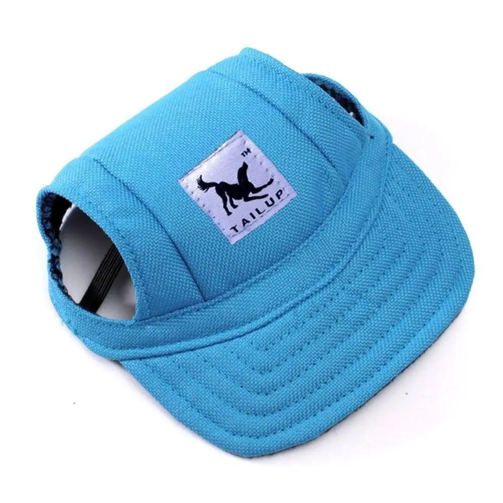 Кошачьи шапки для собак с отверстиями для ушей бейсбольная летняя шапка для собак Кепка для чихуахуа нарядное платье аксессуары для домашних животных для маленьких больших средних собак s-xl - Цвет: Синий