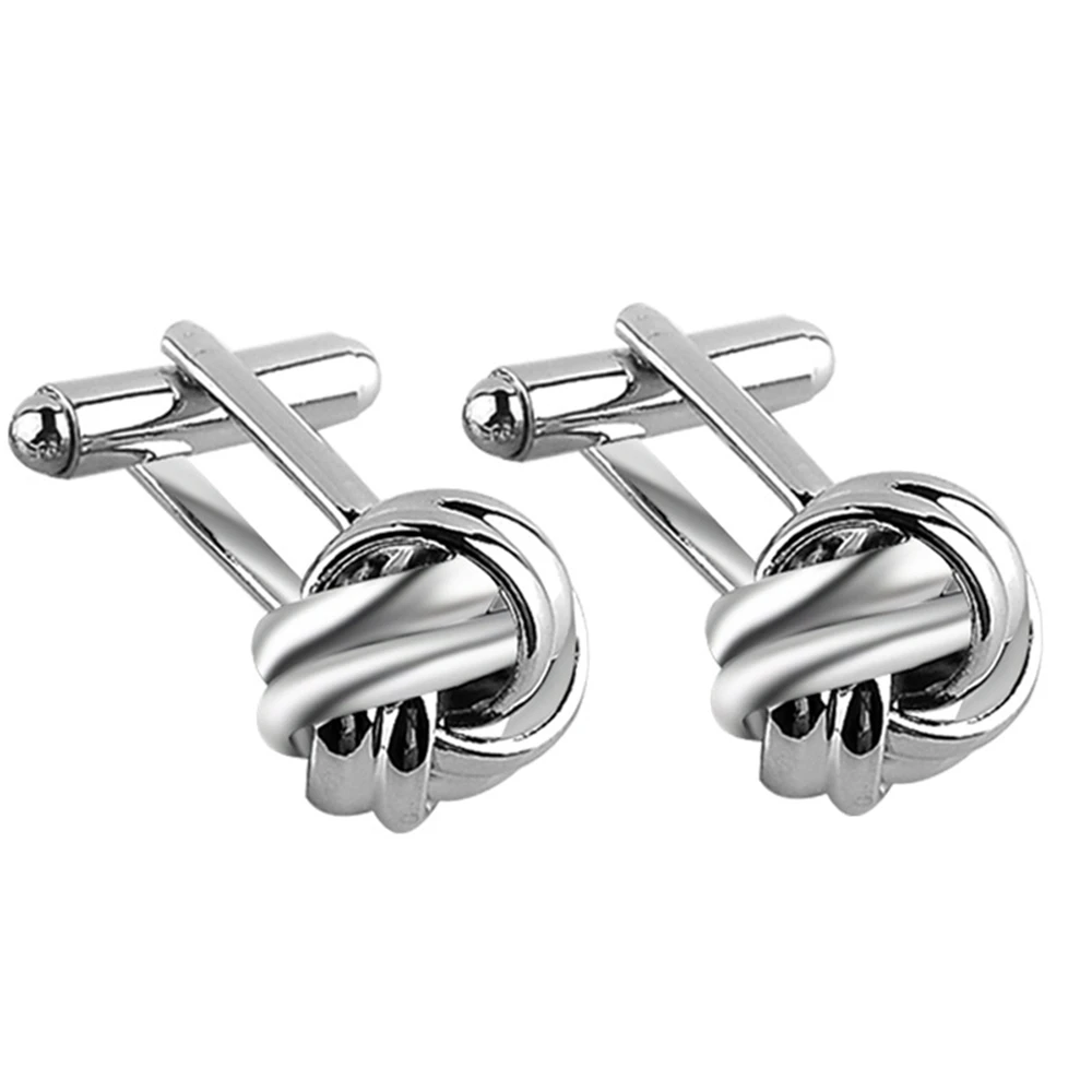 

C040 French Style Fashion Knot Design Men Cufflinks Gold Silver Black Party Suit Shirt Cuff Buttons Male Personalized Gemelos