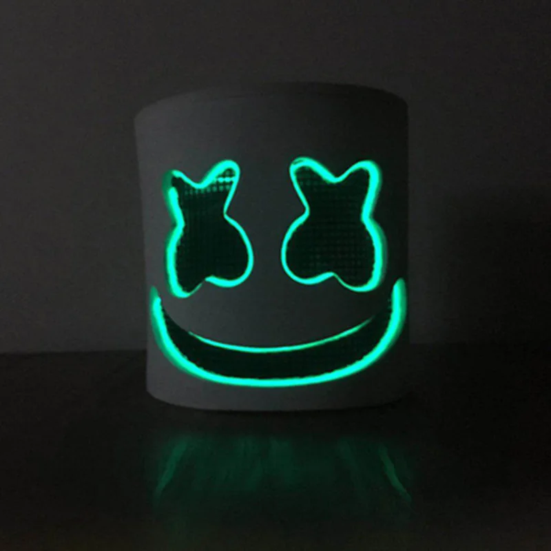 DIY тренд DJ шлем в форме маршмеллоу EVA провод светодиодный Косплей Marshmello Prop для Хэллоуина бара светится в темноте маски для косплея дропшиппинг