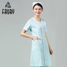 O шеи Регулируемая Талия длинное пальто для женщин медсестры доктора Медицинская Лаборатория Медицинская Униформа аптека салон красоты Рабочая одежда