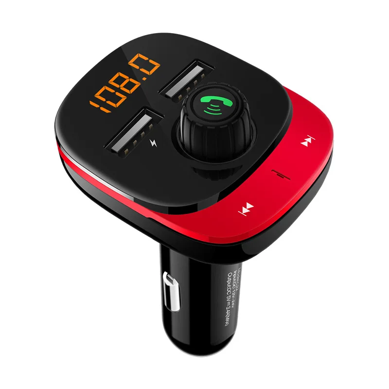 Red Konrisa Bluetooth 5,0 fm-передатчик модулятор беспроводной A2DP музыкальный плеер двойной USB зарядное устройство 5 В 3.4A Поддержка TF карта USB драйвер - Название цвета: Red