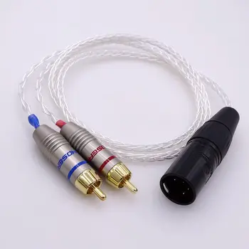 

8 Cores 5N PCOCC silver plated 4-pin xlr male balanced to Dual 2 RCA Male Audio adapter headphone extension cable