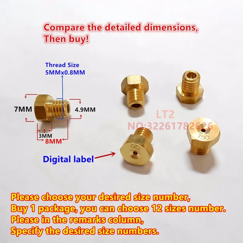 

(12 pcs/pack)carburetor main jet Teikei TK JOG hexagonal main injectors Nozzle YM jets(Digital label display)(choose your size)