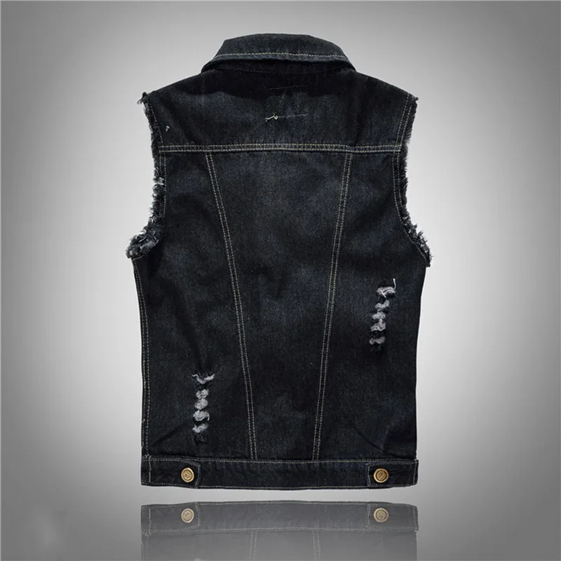 Cheap SHUJIN Cotton Jeans Sleeveless Jacket Vest Men Plus Size 6XL Black Denim Jeans Vest Male Cowboy Outdoors Waistcoat Mens Jackets