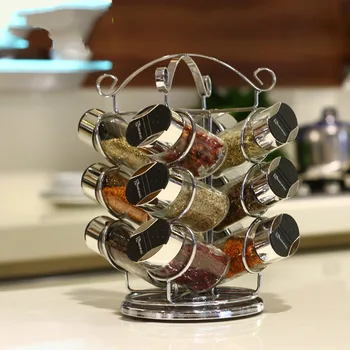 

13 PCS European-style kitchen glass caster suit creative rotation seasoning box monosodium glutamate seasoning flavor LM12121750