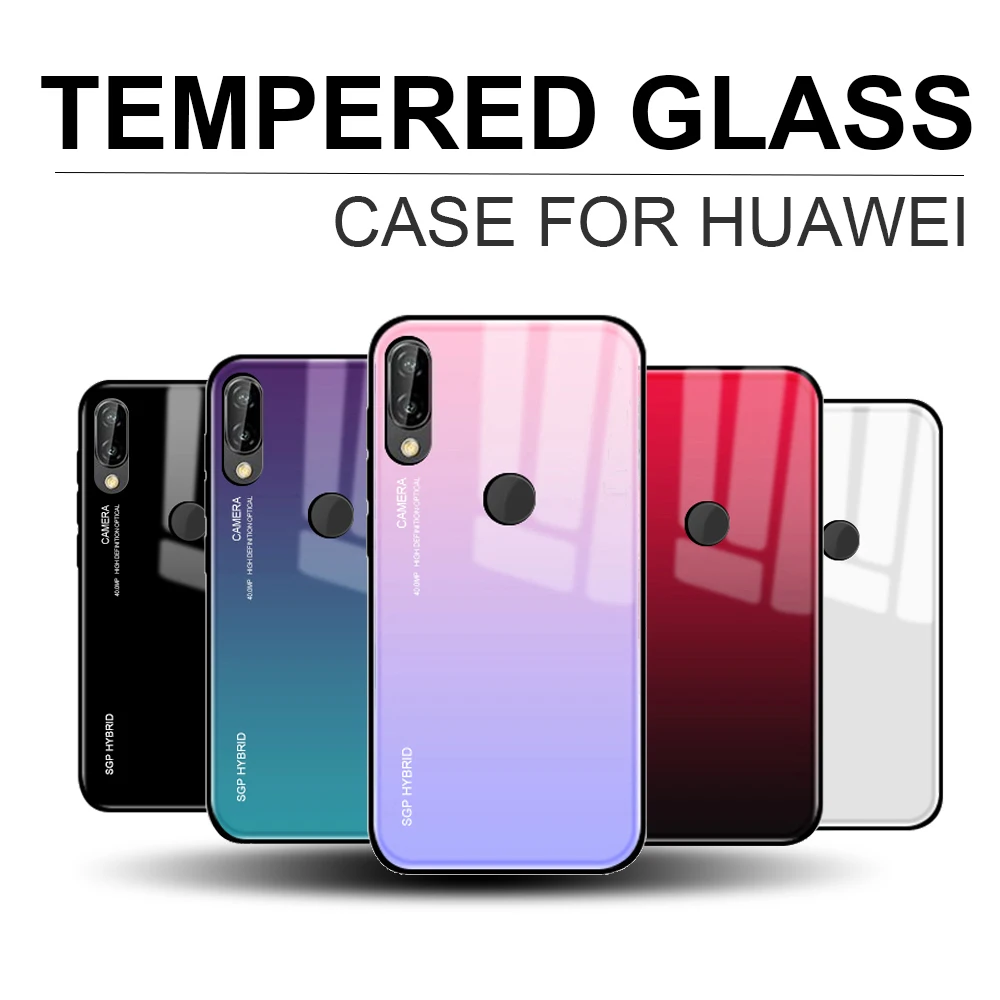 Стеклянный чехол с градиентом для huawei p20 lite P20 pro mate 20 p10 plus p smart honor 10 9 7a 7c бампер| |