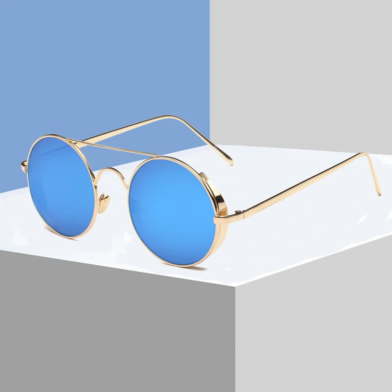 

Retro Steampunk Round Sunglasses , Women steam Punk Circle Eyewear , Men female Metal Mirror Lenses Alloy Sun Glasses S8874