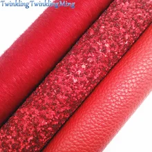 Красная блестящая ткань, личи искусственная кожа ткань, синтетическая кожа, имитация меха лист для бантов A4 " x 11" Мерцание Ming XM123