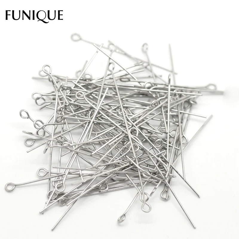 

FUNIQUE 200PC 304L Stainless Steel Pins Needles Findings For Jewelry Making Needlework For DIY Bracelet Necklace Women 4cmx0.7mm