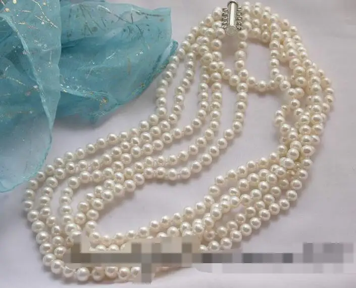 

song voge gem nanJ1281 5row round white freshwater pearl necklace magnet