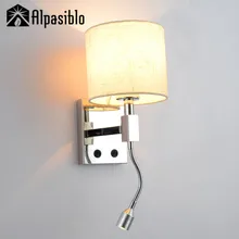Спальня исследование сторона кровати с настенным освещением настенная лампа для чтения гостиной E27 Настенные светильники ткань из Некрашеной шерсти абажур реднины крышка гибкий шланг
