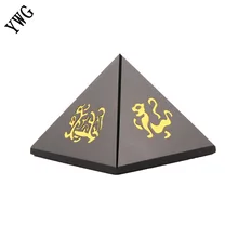 40*30 мм Благоприятный узор Выгравированный символ пирамиды черный обсидиан натуральный камень резные карфты Исцеление чакра Рейки Бесплатный мешочек
