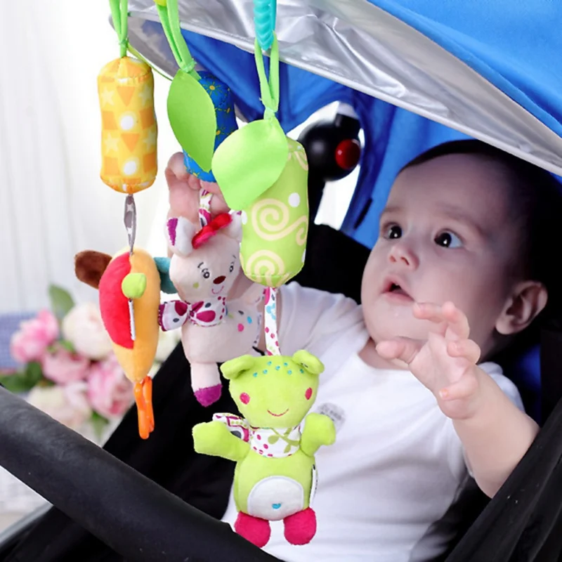 Детские игрушки для мобильных устройств для малышей, с рисунками животных, плюшевые постель с игрушкой погремушки подвеска на коляску