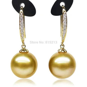 

wb00507 GOLD!AAA 10.3 MM SOUTH SEA PEARL EARRING (N0413)
