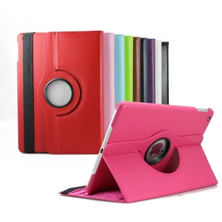 

360 Rotation PU Leather case For iPad 5 Air1 Tablet flip cases Cover case For iPad5 Air Free shipping+pen