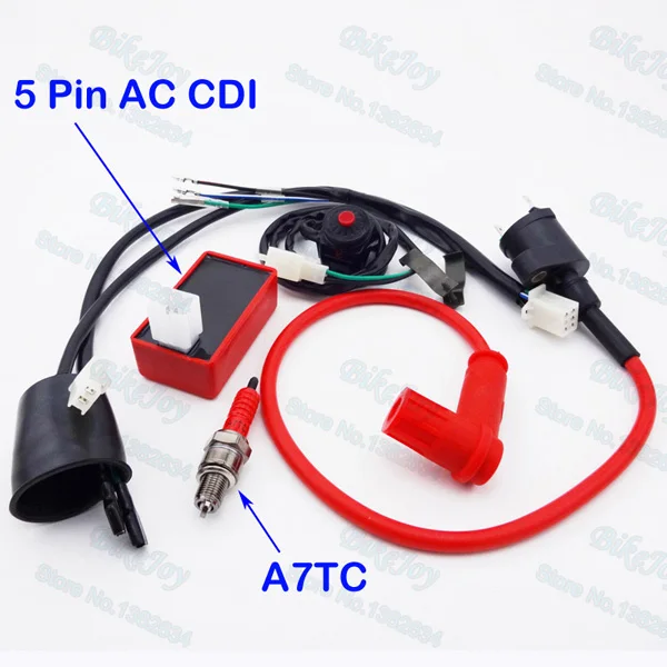 Wiring Loom Harness Kill Switch Racing Ignition Coil 5 pin AC CDI A7TC