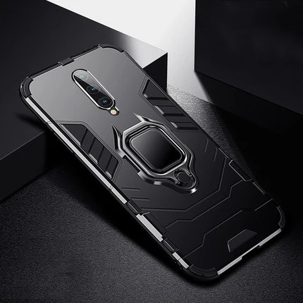 Black Ударопрочный защитный чехол для OnePlus 7 Pro с автомобильным держателем TPU+ PC задняя крышка на One Plus 7 аксессуар Coque для OnePlus 6T Fundas - Цвет: Black
