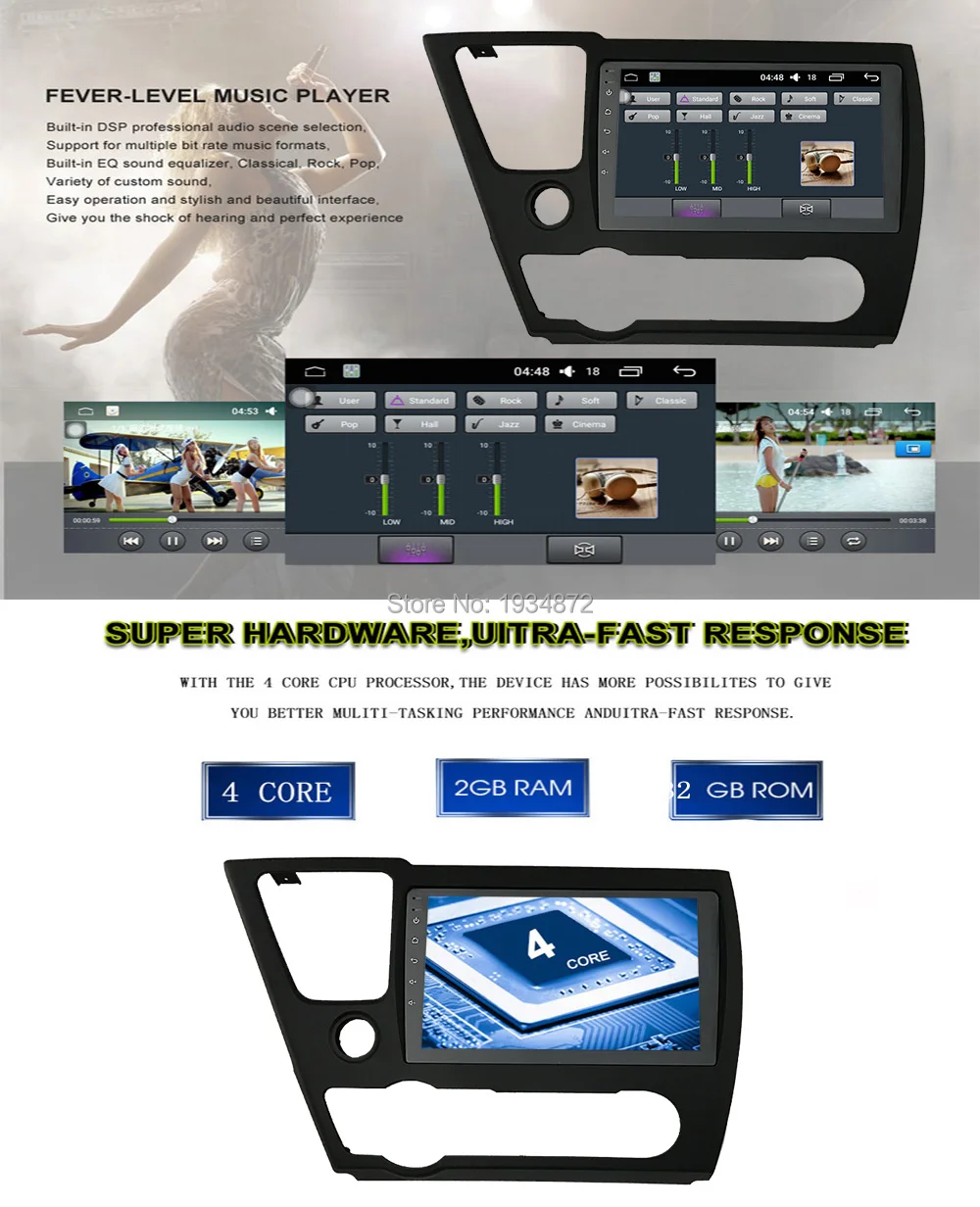 Cheap Funrover 9" Android 8.0 2 din Car dvd radio gps navi player stereo for Honda Civic EX/LX/DX 2GB+32GB canbus multimedia usb FM BT 17