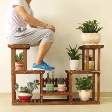 Home Furnishing multilayer wood flower living room balcony garden flowerpot shelf floor indoor flower shelf.