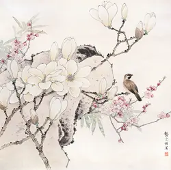 Китайский Классическая цветок магнолии брод пейзажи маслом холст спандекса напечатаны на холсте Главная стены украшения искусства picture