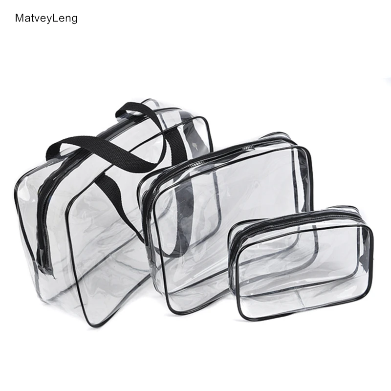 

PVC Material Multifunctional Cosmetic Storage Bag 3 Piece Set High Quality Large Capacity Ladies Cosmetic Bag Travel Wash Bag