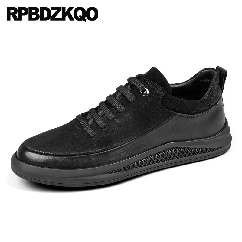 Casual Skate Couro Runway Sapatas Dos Real Italianos Genuíno Preto Sneakers Formadores Inverno Primavera Vaca Europeia Luxo De Marcas Homens Preta O188xwqz