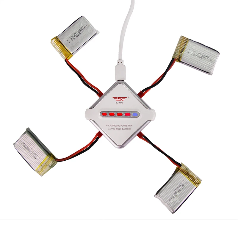 

4pcs * 3.7V 600mAh 25c JST Lipo Battery+1 to 4 Balance Charger for Syma X5C X5C-1 X5A X5 X5SC X5SW H5C V931 RC Quadcopter Drone