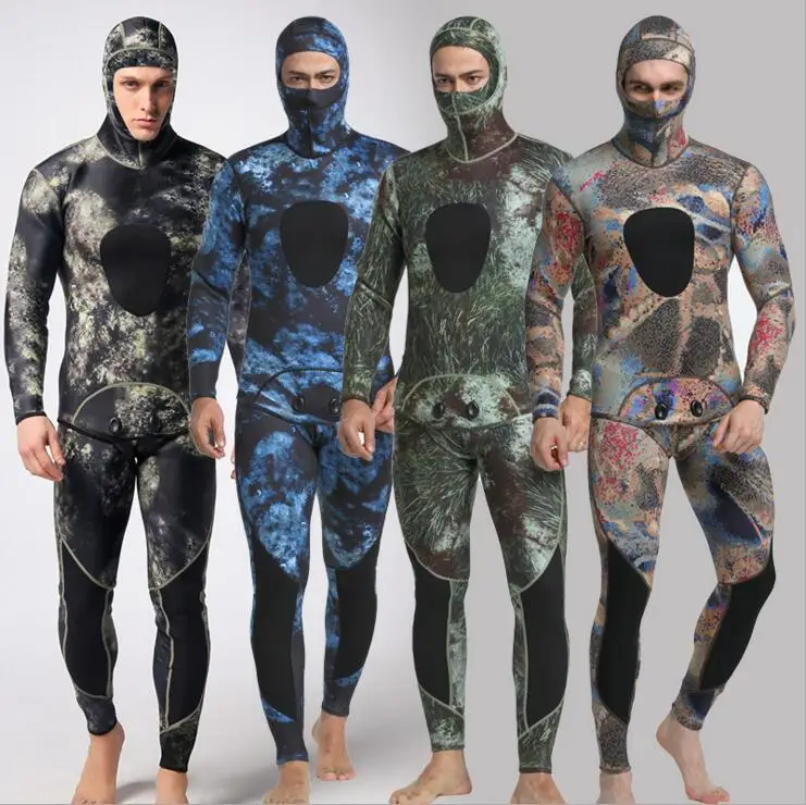 

DHL:2017 new 3mSCR diving material camouflage two-piece set of ultra-Lycra with a set of surfing swimsuit MY050