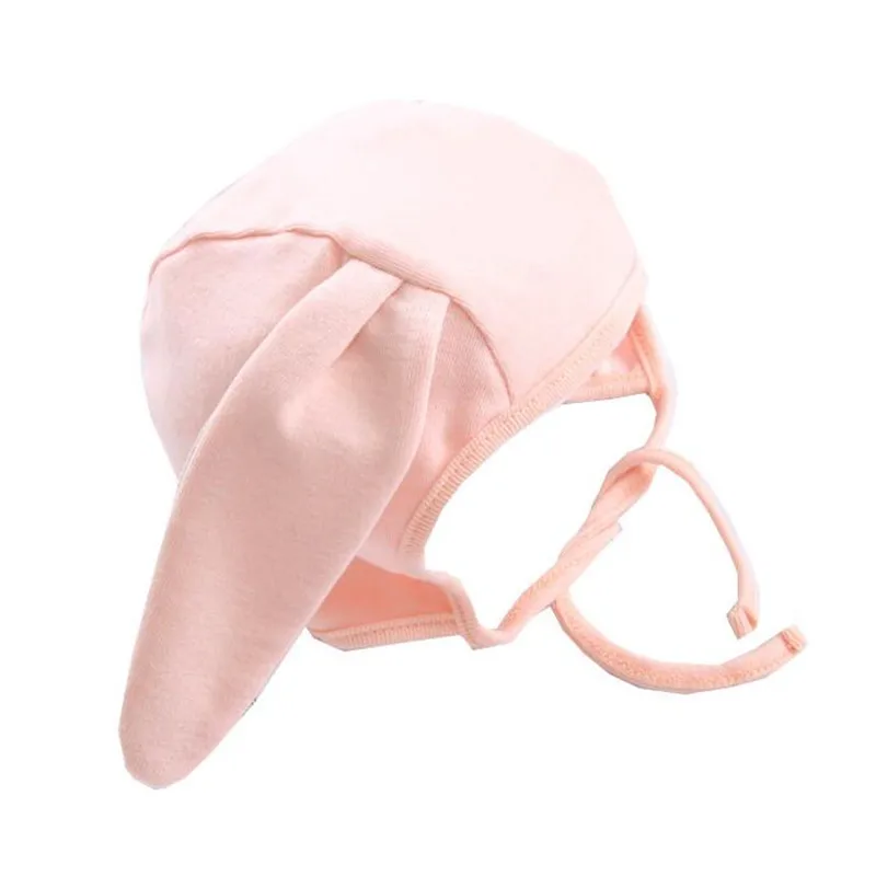 Solid pink Детские шапки с заячьими ушками; хлопковые детские шапки; сезон весна-осень; шапки для маленьких девочек; милые шапочки для малышей; реквизит для фотосессии - Цвет: Solid pink