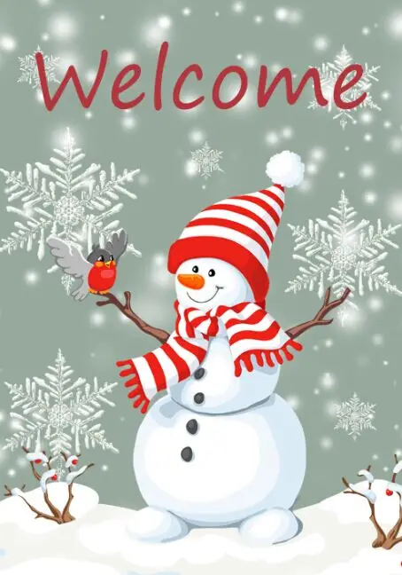 

own design winter merry christmas snow man welcome Double-Sided Garden Flag