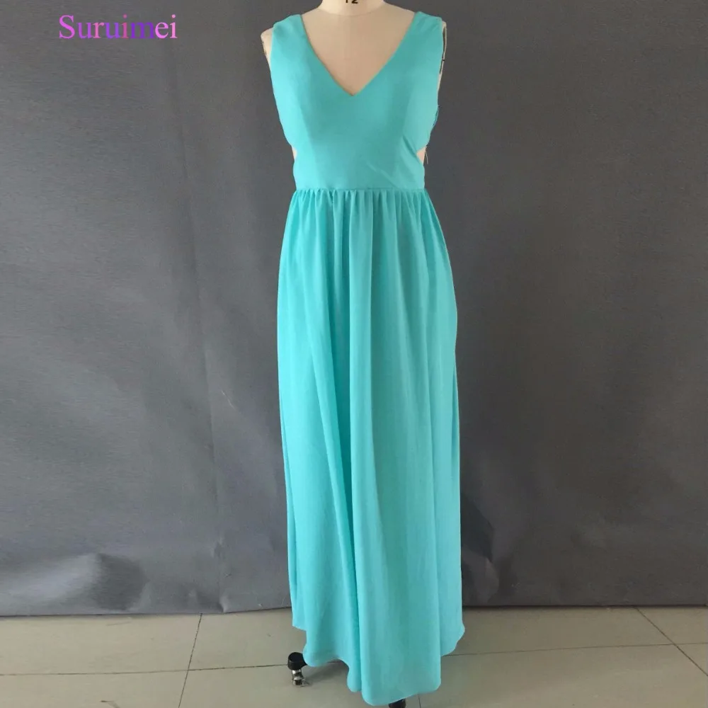 Free Shipping Halter Mint Green Evening Dress With Metal Gold Belt Side Slit Graduation Dress