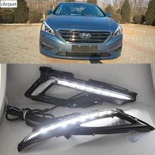 CSCSNL 1 пара для Hyundai Sonata 9 2014 2015 2016 Автомобильный светодиодный вождения DRL Габаритные огни дневного света 12V ABS колпак противотуманных фар