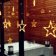 LED Five-pointed Star Curtain Lights 2.5M 138LEDS String Light Wedding Decoration Christmas Party Strip Light EU plug 220V LED Five-pointed Star Curtain Lights 2.5M 138LEDS String Light Wedding Decoration Christmas Party Strip Light EU plug 220V