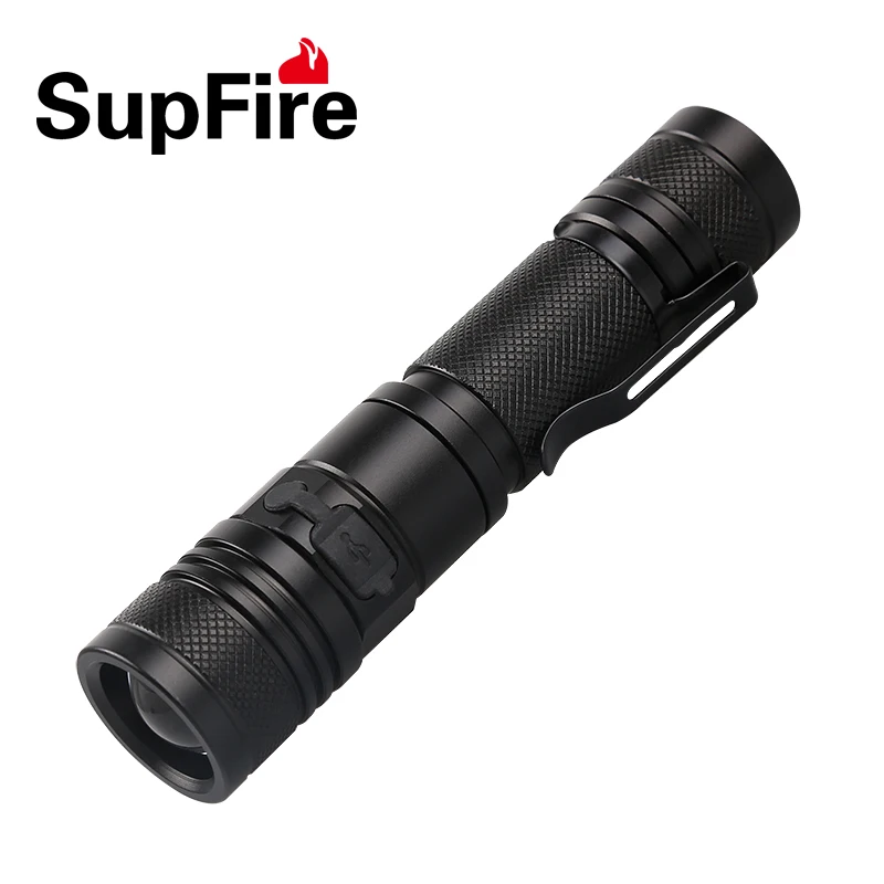 Original Supfire A2 CREE XM-L L2 1200LM MINI LED Flashlight USB Zooming Torch Flashlight with USB Rechargeable by 18650 Battery