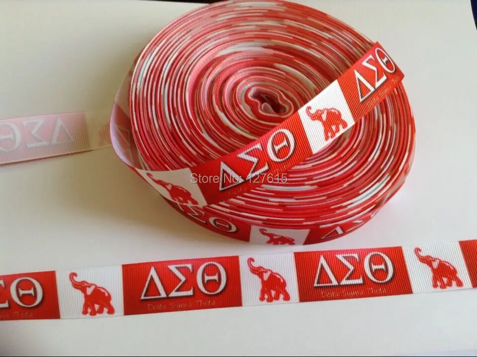 

delta sigma theta printed grosgrain ribbon party decoration hair bow accessories wedding gift 7/8 Wholesale 50 yards new