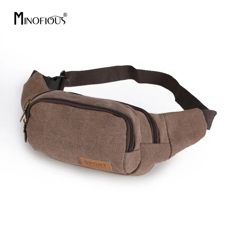 

Minofious Men Women Vintage Canvas Waist Pack Fashion Durable Money Belt Bags Solid Leisure Leg Pouch Wallet Purse Functional