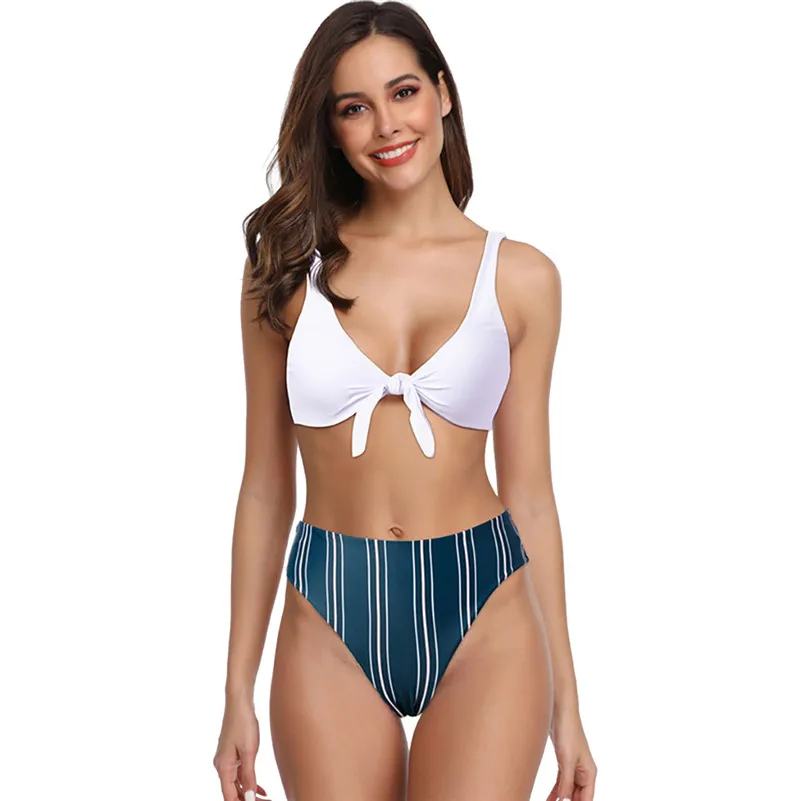 

2019 Hot Women Summer Sexy Boho Bow Tie Swimwear Beachwear Siamese Swimsuit Bikini Set swimwear women bikinis 2019 mujer 4sg