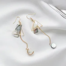 Модные Простые изящные длинные серьги Асимметричная ракушка бабочка Букле д 'ореиль Femme Pendante