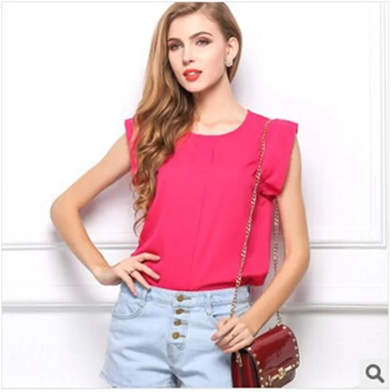 Womens Blouses Summer Ladies 2019 Short Sleeve Chiffon blouse women Yellow Blue Red Green Summer Blouses Tops blusa mujer G1118