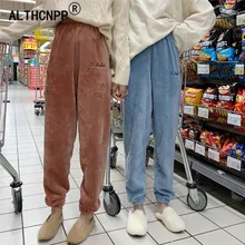 Теплая Пижама штаны с эластичной резинкой на талии, Для женщин спальные брюки зимние фланелевые пара Lounge штаны, домашняя штаны, брюки, пижама, нарядное платье