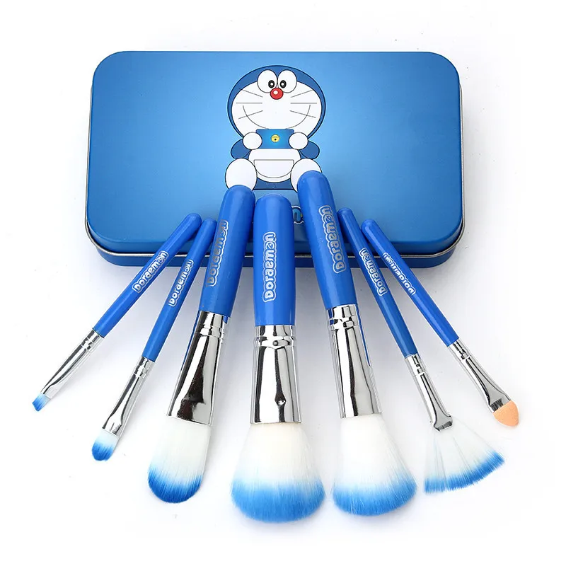 Doraemon Hello Kitty 7PCS Mini Makeup Brush Set Cosmetics Kit Full
