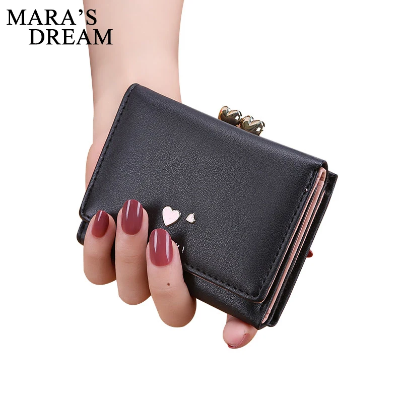 Mara's Dream 2018 PU Leather Bifold Women Wallets Heart Solid Color Short Desgin Female Women's Coin Purse Billfold Carteras Bag Mara's Dream 2018 PU Leather Bifold Women Wallets Heart Solid Color Short Desgin Female Women's Coin Purse Billfold Carteras Bag