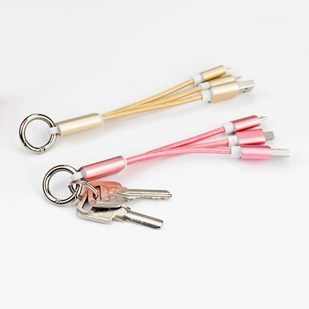 

Universal USB Car Key Chain Portable Key Ring 2 in 1 Quick Charge Keychain Fast Data Charging Cable Sync for iOS Android devices