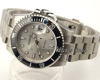 

40mm Parnis Sapphire Glass Ceramic Bezel Silver Case Automatic Men's Watch