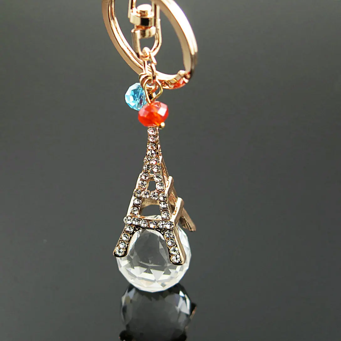 

Crystal Paris Eiffel Tower key chain for car Bag Pendant key ring car keychain for women and mentower